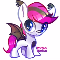 Size: 2500x2500 | Tagged: safe, artist:rottengotika, imported from derpibooru, oc, oc only, bat pony, pony, cute, high res, hnnng, solo