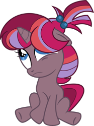 Size: 5379x7209 | Tagged: safe, artist:shootingstarsentry, imported from derpibooru, oc, oc only, oc:nightingale (shootingstarsentry), pony, unicorn, absurd resolution, female, filly, foal, frown, horn, offspring, parent:moondancer, parent:shadow lock, parents:shadowdancer, simple background, sitting, solo, transparent background, unicorn oc, vector