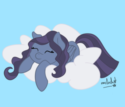 Size: 3380x2892 | Tagged: safe, artist:melodust, imported from derpibooru, oc, oc:cloud range, pegasus, cloud, happy, high res, lying down, lying on a cloud, on a cloud, sky, solo