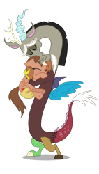 Size: 1450x2560 | Tagged: safe, alternate version, artist:realgamerkitten, imported from derpibooru, discord, oc, oc:kathrine, pegasus, pony, to where and back again, female, hug, mare, simple background, transparent background