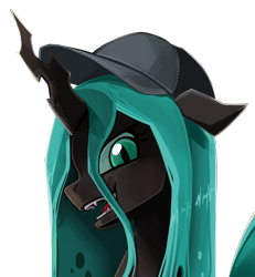 Size: 1200x1300 | Tagged: safe, artist:ponykillerx, editor:unofficial edits thread, imported from twibooru, queen chrysalis, changeling, changeling queen, female, image, png, simple background, solo, transparent background