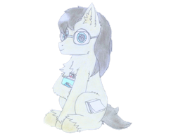 Size: 3291x2550 | Tagged: safe, artist:fliegerfausttop47, derpibooru exclusive, editor:nc-tv, imported from derpibooru, oc, oc only, oc:paperback writer, earth pony, derpibooru community collaboration, 2022 community collab, arm fluff, background removed, black hair, blue eyes, cheek fluff, chest fluff, cute, ear fluff, glasses, high res, holding, hoof fluff, leg fluff, looking at you, notebook, shoulder fluff, signature, simple background, smiling, solo, tan coat, transparent background, unshorn fetlocks