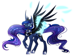 Size: 4000x3000 | Tagged: safe, artist:greenmaneheart, imported from derpibooru, princess luna, alicorn, pony, alternate design, curved horn, high res, horn, raised hoof, simple background, solo, transparent background