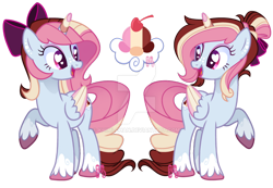 Size: 900x623 | Tagged: safe, artist:khimi-chan, imported from derpibooru, oc, oc only, oc:neigh-apolitan, alicorn, pony, alicorn oc, base used, bow, deviantart watermark, duo, eyelashes, female, hair bow, hair bun, heart eyes, horn, lipstick, looking at each other, looking at someone, mare, obtrusive watermark, simple background, smiling, transparent background, unshorn fetlocks, watermark, wingding eyes, wings