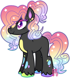 Size: 736x817 | Tagged: safe, artist:khimi-chan, imported from derpibooru, oc, oc only, earth pony, pony, earth pony oc, ethereal mane, female, hair over one eye, makeup, mare, simple background, smiling, solo, starry eyes, starry mane, transparent background, unshorn fetlocks, wingding eyes