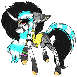 Size: 2529x2525 | Tagged: safe, artist:beamybutt, imported from derpibooru, oc, oc only, pony, unicorn, bracelet, clothes, ear fluff, eyelashes, female, fishnets, glowstick, high res, hoof polish, horn, jewelry, magical lesbian spawn, mare, offspring, parent:octavia melody, parent:vinyl scratch, parents:scratchtavia, simple background, solo, transparent background, unicorn oc