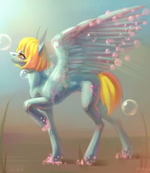 Size: 1080x1242 | Tagged: safe, artist:inarimayer, imported from derpibooru, oc, oc only, pegasus, pony, female, mare, pegasus oc, raised hoof, solo, wings