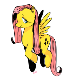 Size: 907x1024 | Tagged: safe, artist:doctorgrumbletoon, imported from derpibooru, fluttershy, pegasus, pony, simple background, solo, white background