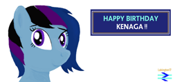 Size: 1164x553 | Tagged: safe, artist:lukington17, imported from derpibooru, oc, oc:maple cake, birthday, female, gift art, looking at you, simple background, text, traditional art