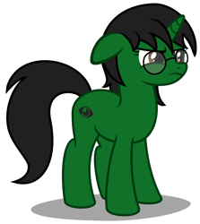 Size: 2850x3190 | Tagged: safe, artist:strategypony, imported from derpibooru, oc, oc only, oc:ambitious gossip, pony, unicorn, black mane, brown eyes, female, floppy ears, glasses, high res, horn, mare, simple background, transparent background, unamused, unicorn oc