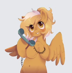 Size: 2193x2218 | Tagged: safe, artist:kotletova97, imported from derpibooru, oc, oc only, oc:mareota, pegasus, pony, belly button, high res, phone, simple background, solo