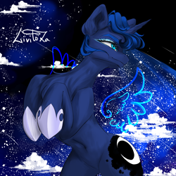 Size: 3200x3200 | Tagged: safe, artist:livitoza, imported from derpibooru, princess luna, alicorn, pony, belly button, high res, hoof shoes, rearing, solo