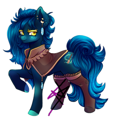 Size: 800x861 | Tagged: safe, artist:cabbage-arts, imported from derpibooru, oc, oc only, oc:sapphire star, earth pony, pony, clothes, ear piercing, earring, earth pony oc, female, jewelry, piercing, simple background, solo, transparent background