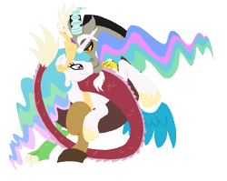 Size: 874x695 | Tagged: safe, artist:kiananuva12, imported from derpibooru, discord, princess celestia, alicorn, draconequus, pony, dislestia, duo, female, male, shipping, simple background, straight, transparent background