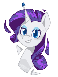 Size: 788x1035 | Tagged: safe, artist:imaplatypus, imported from derpibooru, rarity, pony, unicorn, bust, colored pupils, female, looking at you, mare, portrait, simple background, smiling, solo, white background