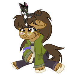 Size: 1600x1600 | Tagged: safe, artist:binkyt11, artist:the smiling pony, imported from derpibooru, oc, oc only, oc:binky, cat, earth pony, pony, derpibooru community collaboration, .svg available, 2022 community collab, clothes, fortnite, glasses, jacket, pants, pet, smiling, solo, svg, unshorn fetlocks, vector