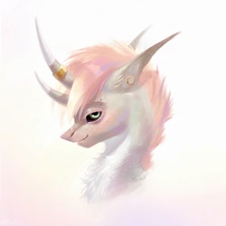 Size: 1080x1080 | Tagged: safe, artist:inarimayer, imported from derpibooru, oc, oc only, bicorn, pony, bust, chest fluff, horn, horn ring, jewelry, multiple horns, ring, smiling, solo