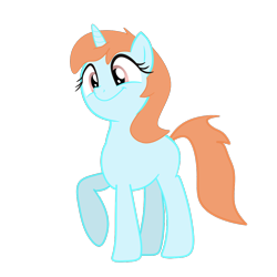 Size: 1080x1080 | Tagged: safe, artist:sblll, imported from derpibooru, oc, oc only, oc:sssbai, pony, unicorn, derpibooru community collaboration, 2022 community collab, :t, base used, full body, hooves, horn, orange mane, orange tail, raised hoof, simple background, smiling, solo, standing, tail, transparent background, unicorn oc