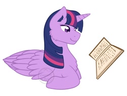 Size: 1450x1100 | Tagged: safe, artist:empress_ryu, imported from derpibooru, twilight sparkle, alicorn, book, reading, requested art, simple background, solo, twilight sparkle (alicorn), white background