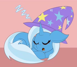 Size: 3768x3264 | Tagged: safe, artist:mrneo, imported from derpibooru, trixie, pony, unicorn, clothes, cute, diatrixes, female, hat, high res, lying down, mare, onomatopoeia, prone, sleeping, solo, sound effects, trixie's hat, zzz