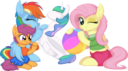 Size: 9516x5284 | Tagged: safe, artist:cyanlightning, imported from derpibooru, fluttershy, princess celestia, rainbow dash, scootaloo, inflatable pony, pegasus, pony, absurd resolution, air nozzle, beach ball, blowing, blowing up beach ball, clothes, commissioner:crimsonvalentazure, cute, cutealoo, daaaaaaaaaaaw, dashabetes, dress, ear fluff, eyes closed, female, floaty, inflatable, inflatable alicorn, inflatable toy, inflating, inner tube, lifeguard, lifeguard fluttershy, one eye closed, one-piece swimsuit, pool toy, puffy cheeks, rainblow dash, scootalove, shyabetes, siblings, simple background, sisters, sitting, spread wings, swanlestia, swimming lesson, swimsuit, transparent background, two-piece swimsuit, water wings