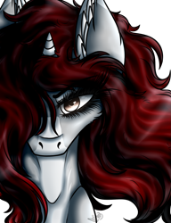 Size: 1211x1578 | Tagged: safe, artist:beamybutt, imported from derpibooru, oc, oc only, oc:kala, pony, unicorn, bust, ear fluff, female, hair over one eye, horn, mare, simple background, transparent background, unicorn oc
