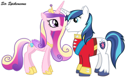 Size: 3140x1909 | Tagged: safe, artist:sirspikensons, imported from derpibooru, princess cadance, shining armor, alicorn, pony, unicorn, duo, female, looking at each other, looking at someone, male, simple background, transparent background, vector