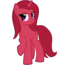 Size: 1500x1500 | Tagged: safe, artist:the smiling pony, imported from derpibooru, oc, oc only, oc:iosis, pony, unicorn, derpibooru community collaboration, .svg available, 2022 community collab, female, full body, horn, lidded eyes, looking at you, mare, purple eyes, raised hoof, red mane, red tail, show accurate, simple background, smiling, smiling at you, solo, standing, svg, tail, transparent background, unicorn oc, vector