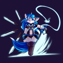 Size: 1920x1920 | Tagged: safe, artist:ninebuttom, imported from derpibooru, oc, oc:chess, semi-anthro, unicorn, armor, mecha musume, solo, weapon