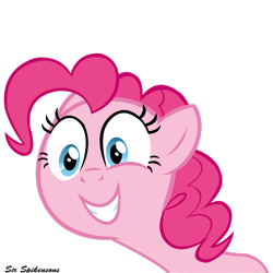Size: 2449x2449 | Tagged: safe, artist:sirspikensons, imported from derpibooru, pinkie pie, earth pony, pony, blue eyes, bust, female, grin, high res, mare, pink mane, simple background, smiling, solo, transparent background, vector