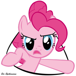 Size: 2449x2449 | Tagged: safe, artist:sirspikensons, imported from derpibooru, pinkie pie, earth pony, pony, over a barrel, season 1, female, hey! that's what i said!, high res, simple background, transparent background, vector