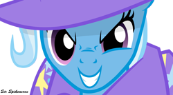 Size: 3000x1653 | Tagged: safe, artist:sirspikensons, imported from derpibooru, trixie, pony, cape, close-up, clothes, female, hat, simple background, transparent background, trixie's cape, trixie's hat, vector