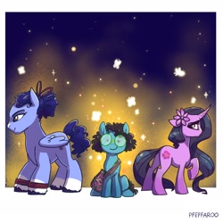 Size: 2336x2336 | Tagged: safe, artist:pfeffaroo, imported from derpibooru, oc, oc only, earth pony, pegasus, pony, unicorn, butt, crossover, encanto, female, high res, isabela madrigal, luisa madrigal, mirabel madrigal, plot, ponified, siblings, sisters, trio