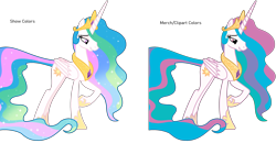 Size: 3000x1564 | Tagged: safe, artist:elementbases, editor:lunarangel, imported from derpibooru, princess celestia, alicorn, pony, alternate color palette, base used, comparison, female, grin, high res, jewelry, lidded eyes, looking down, mare, multeity, raised hoof, regalia, simple background, smiling, solo, transparent background