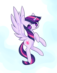 Size: 959x1217 | Tagged: safe, artist:ambarloo, imported from derpibooru, twilight sparkle, alicorn, pony, female, flying, mare, no pupils, solo, spread wings, twilight sparkle (alicorn), wings