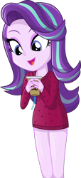 Size: 1140x2500 | Tagged: safe, artist:steyrrdash, imported from derpibooru, starlight glimmer, equestria girls, bottomless, clothes, coffee, eyeshadow, female, makeup, open mouth, open smile, partial nudity, show accurate, simple background, smiling, solo, transparent background