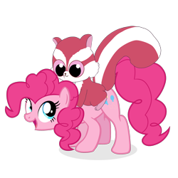 Size: 2000x2000 | Tagged: safe, artist:candy meow, imported from derpibooru, pinkie pie, earth pony, pony, squirrel, chewoo, crossover, female, high res, mare, simple background, smiling, transparent background, yoohoo & friends