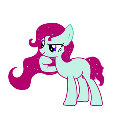 Size: 1500x1500 | Tagged: safe, imported from derpibooru, oc, oc:galaxy twinkle, earth pony, pony, base used, flowing mane, flowing tail, hmm, looking at something, mane, missing cutie mark, raised hoof, recolor, simple background, solo, sparkly mane, tail, white background