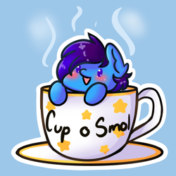 Size: 1000x1000 | Tagged: source needed, safe, artist:apoloclaus, imported from derpibooru, oc, oc only, oc:cloud gazer, pony, chibi, commission, cup, cup of pony, micro, smol, solo, teacup, ych result