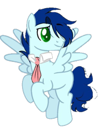 Size: 758x971 | Tagged: safe, artist:lulz, imported from derpibooru, oc, oc only, oc:lulz, pegasus, pony, derpibooru community collaboration, 2022 community collab, colored pupils, flying, full body, hooves, male, necktie, pegasus oc, simple background, solo, spread wings, stallion, transparent background, wings