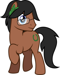 Size: 4000x4966 | Tagged: safe, artist:melisareb, derpibooru exclusive, imported from derpibooru, oc, oc only, oc:laurel crown, earth pony, pony, derpibooru community collaboration, 2022 community collab, absurd resolution, earth pony oc, full body, glasses, hooves, laurel wreath, leaf, looking at you, male, raised hoof, show accurate, simple background, solo, stallion, tail, transparent background, vector