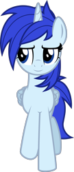 Size: 4000x9263 | Tagged: safe, artist:melisareb, derpibooru exclusive, imported from derpibooru, oc, oc only, oc:white granulatesugar, alicorn, pony, derpibooru community collaboration, 2022 community collab, absurd resolution, alicorn oc, blue mane, female, front view, full body, hooves, horn, mare, show accurate, simple background, smiling, solo, transparent background, vector, wings