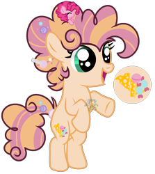 Size: 1128x1265 | Tagged: safe, artist:cheekycheesefan101, imported from derpibooru, pinkie pie, oc, oc:candy cheese, earth pony, pony, base used, bipedal, female, filly, foal, micro, offspring, parent:cheese sandwich, parent:pinkie pie, parents:cheesepie, simple background, solo, transparent background