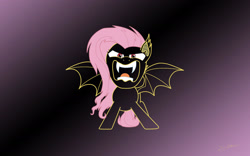 Size: 1920x1200 | Tagged: safe, artist:stusslaus, imported from derpibooru, fluttershy, bat pony, bat ponified, fangs, flutterbat, looking at you, open mouth, race swap, solo, wallpaper