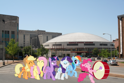 Size: 1500x1000 | Tagged: safe, artist:emedina13, artist:estories, artist:givralix, artist:parclytaxel, artist:tardifice, imported from derpibooru, applejack, fluttershy, pinkie pie, rainbow dash, rarity, twilight sparkle, alicorn, earth pony, pegasus, pony, unicorn, city, drums, female, irl, mane six, mare, musical instrument, nashville, photo, ponies in real life, tennessee, twilight sparkle (alicorn)