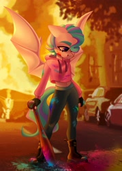 Size: 2936x4096 | Tagged: safe, artist:irinamar, imported from derpibooru, oc, oc only, anthro, bat pony, solo