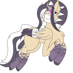 Size: 1500x1500 | Tagged: safe, artist:teonnakatztkgs, imported from derpibooru, oc, oc only, alicorn, pony, alicorn oc, coat markings, horn, looking up, simple background, socks (coat markings), solo, white background, wings