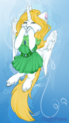 Size: 540x960 | Tagged: safe, derpibooru exclusive, imported from derpibooru, oc, oc:sweetie shy, alicorn, pony, alicorn oc, clothes, dress, female, flower, fluffy, happy, horn, mare, socks, stockings, thigh highs, trick, wings