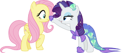 Size: 6000x2595 | Tagged: safe, artist:cloudy glow, imported from derpibooru, fluttershy, rarity, scare master, season 5, .ai available, boop, clothes, dress, mermarity, rarity's mermaid dress, vector