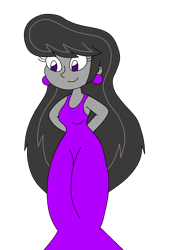 Size: 1011x1492 | Tagged: safe, artist:rarity525, imported from derpibooru, octavia melody, equestria girls, clothes, dress, ear piercing, earring, female, jewelry, piercing, purple eyes, simple background, smiling, solo, transparent background